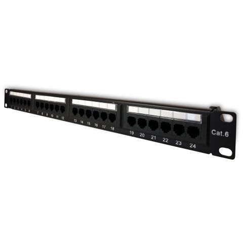 Welly Enjoy it - Pannello Patch Panel per Armadi Rack 19" Cat.6 UTP, 24 Porte RJ45, 1 Unità, per Cavi Reti Ethernet, Compatibile Eia/Tia 568A/B, Nero