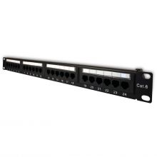 Welly Enjoy it - Pannello Patch Panel per Armadi Rack 19" Cat.6 UTP, 24 Porte RJ45, 1 Unità, per Cavi Reti Ethernet, Compatibile Eia/Tia 568A/B, Nero